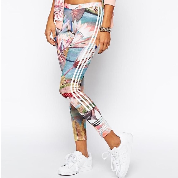 Adidas 3 stripe floral leggings Clearance